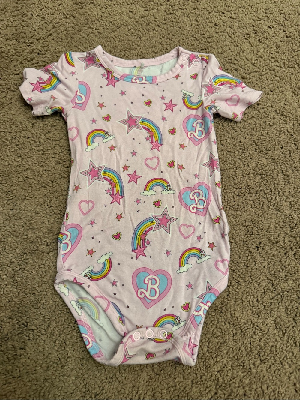 Posh Peanut Pink Rainbow & Star Print One-Piece Bodysuit